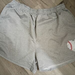 Gray Baseball Print Sweatpants